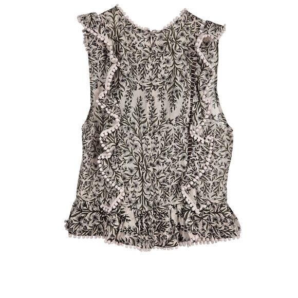 Zimmermann Blouse Top Pink Brown Silk Blend Floral Ruffle Sleeveless Tank Size 0 - Picture 7 of 7